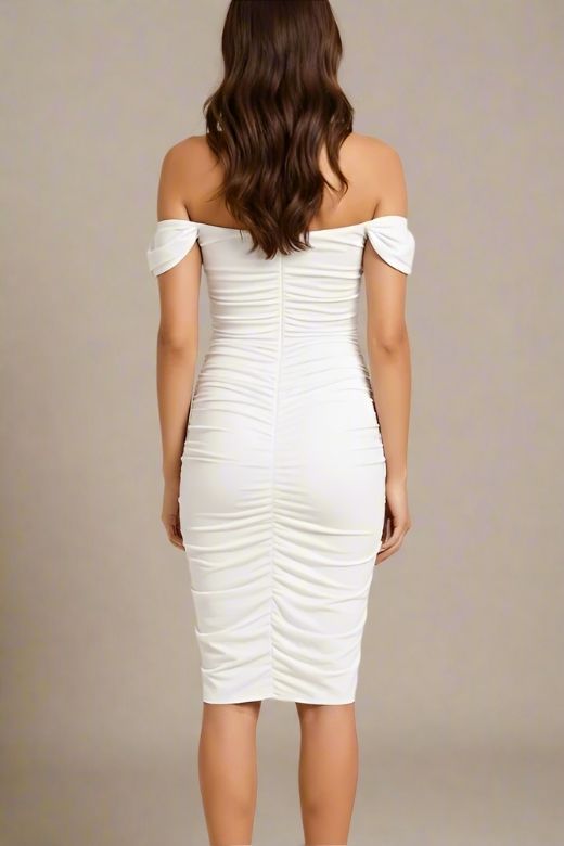 Zia Bodycon Wrap Dress - White Pearl