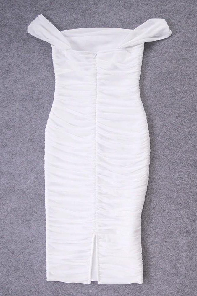 Zia Bodycon Wrap Dress - White Pearl